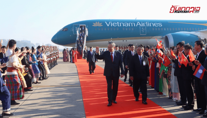 ສະຫາຍ ໂຕ ເລິມ ເລຂາທິການໃຫຍ່ພັກກອມມູນິດຫວຽດນາມ ເດີນທາງເຖິງນະຄອນຫລວງວຽງຈັນ.